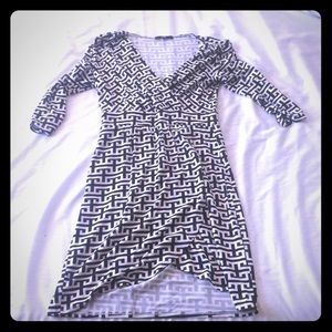 TART greek key midi dress crossover tulip skirt